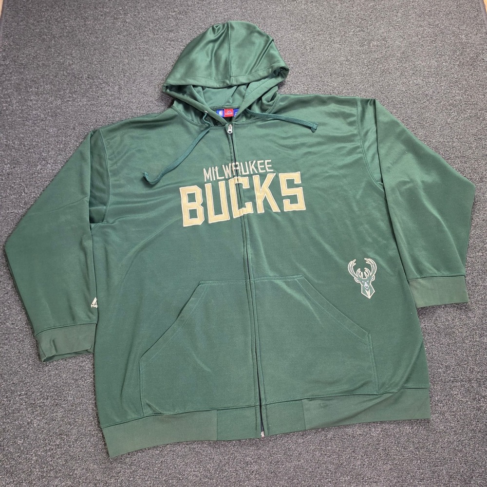 Majestic Milwaukee Bucks Full Zip Hoodie Mens 3xl Green NBA Basketball